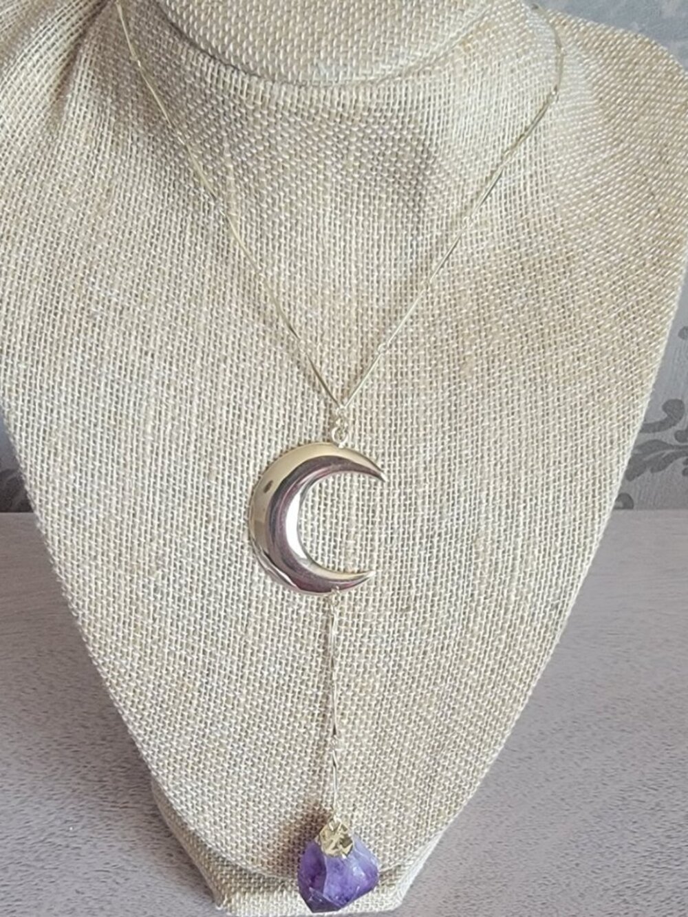 Amethyst Half Moon Necklace